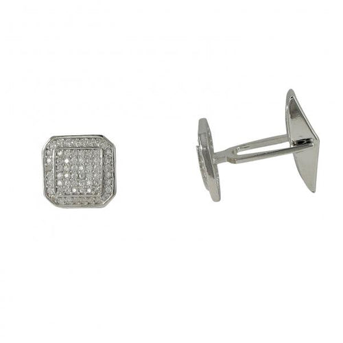 DLF Sterling Silver White CZ Cufflink