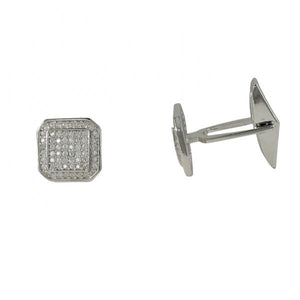 DLF Sterling Silver White CZ Cufflink