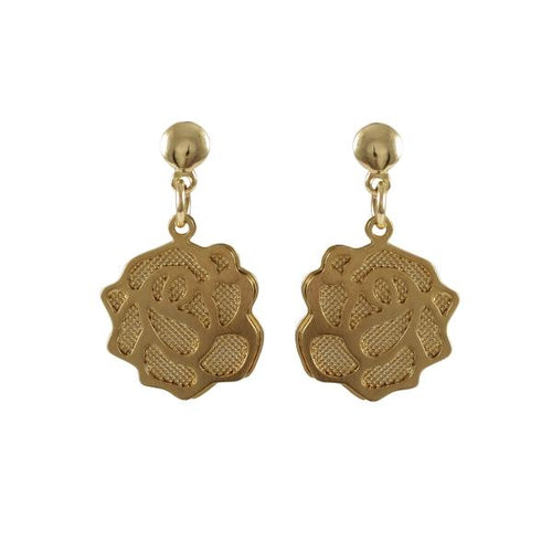DLF Gold Filled Rose Flower Cutout Dangle Post Earrings W18
