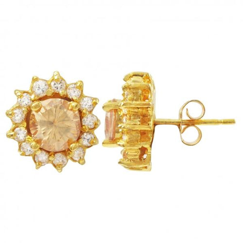 DLF Sterling Silver Gold And Champaign Flower Earrings W18