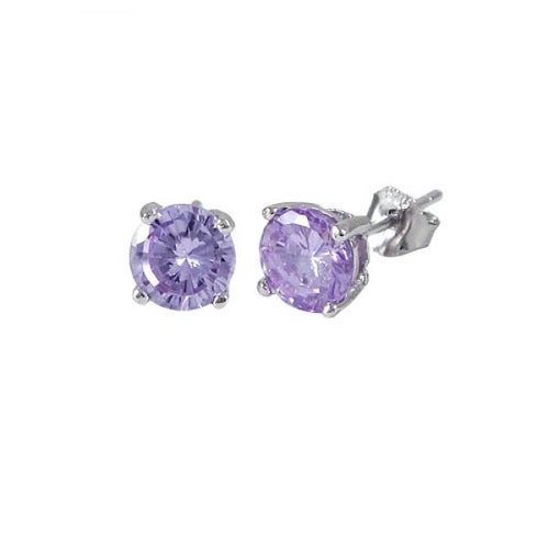 DLF Lavender 6mm, Sterling Silver Post Lavender/Silver  Earrings