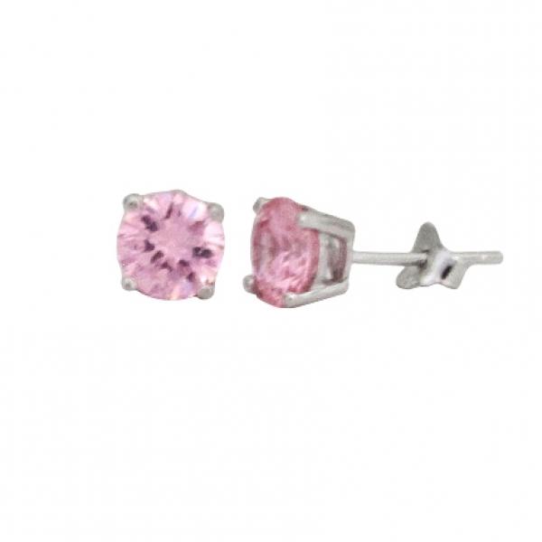 DLF Light Pink 6mm, Sterling Silver Post Light Pink/Silver  Earrings