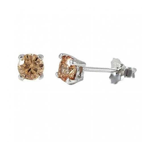 DLF Champagne Round Sterling Silver Post Earrings W18
