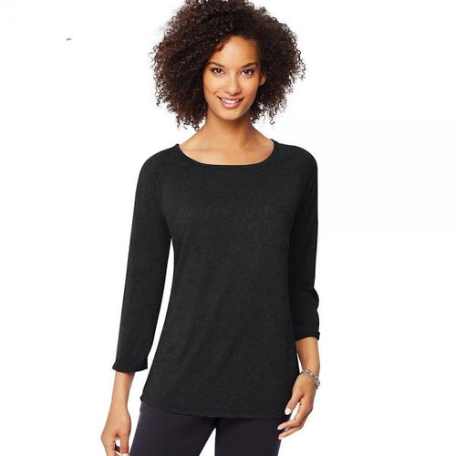 Hanes Women's Fashion Essentials Raglan Pocket Tee