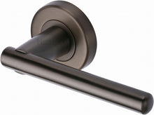 Load image into Gallery viewer, Heritage Brass Door Handle Lever on Rose Challenger Design