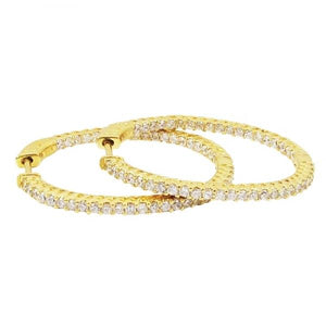 DLF Gold Plated Sterling Silver Oval Hoop Gold/White Earrings