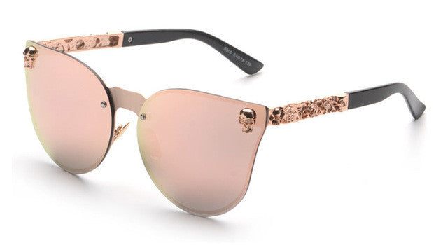 ROYAL GIRL  Women Cat Eye Sunglasses Metal Frame Star carving Flower Sunglasses Mirror Glasses oculos de sol feminino ss147