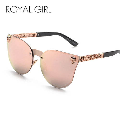 ROYAL GIRL  Women Cat Eye Sunglasses Metal Frame Star carving Flower Sunglasses Mirror Glasses oculos de sol feminino ss147