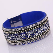 Load image into Gallery viewer, Women Bohemian Crystal Cowhide Bracelets Wrist Chains Black