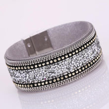 Load image into Gallery viewer, Women Bohemian Crystal Cowhide Bracelets Wrist Chains Black