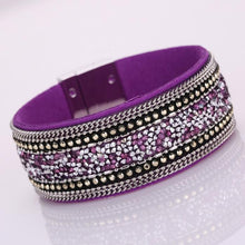 Load image into Gallery viewer, Women Bohemian Crystal Cowhide Bracelets Wrist Chains Black