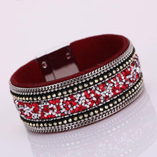 Load image into Gallery viewer, Women Bohemian Crystal Cowhide Bracelets Wrist Chains Black