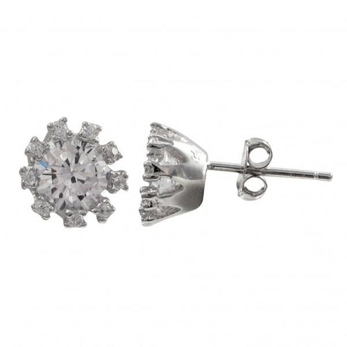 DLF Rhodium Plated Sterling Silver, 8.25mm Round Stud Post Earrings