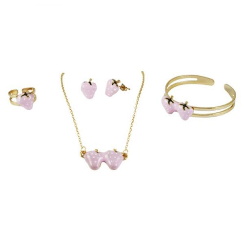 DLF Brass Red Enamel Strawberry Set