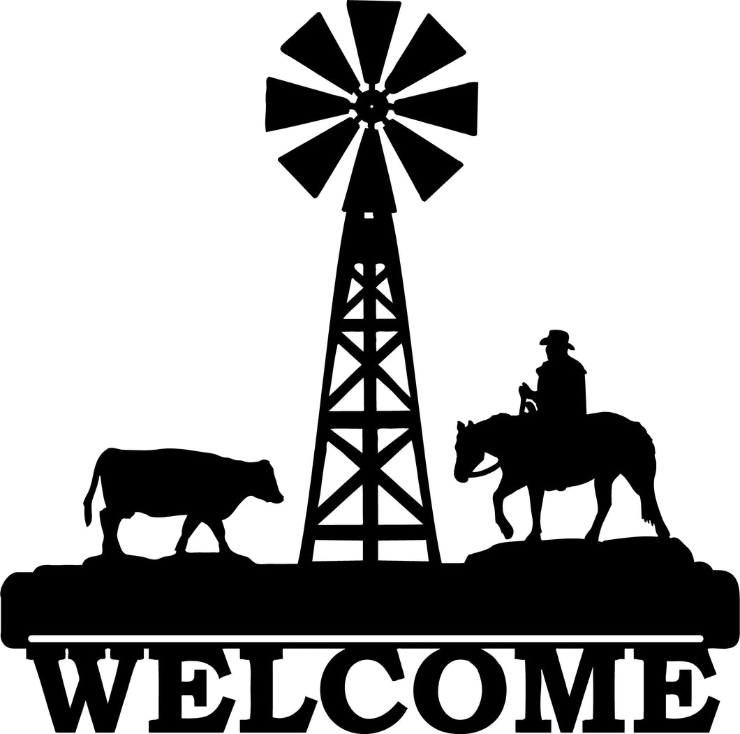 windmill cow and cowboy welcome