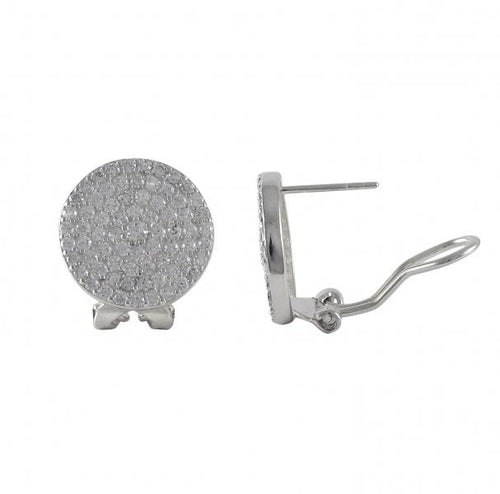 DLF Sterling Silver 16mm Round Post Clip Silver/White Earrings