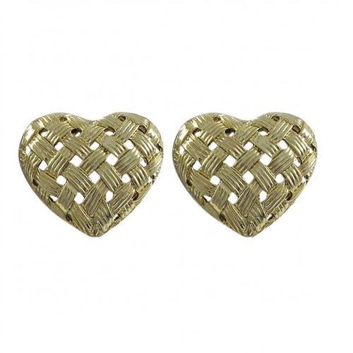 DLF Gold Tone Criss-Cross Sterling Silver Heart Shaped Earrings W18