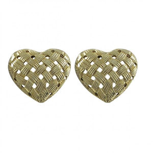 DLF Gold Tone Criss-Cross Sterling Silver Heart Shaped Earrings W18