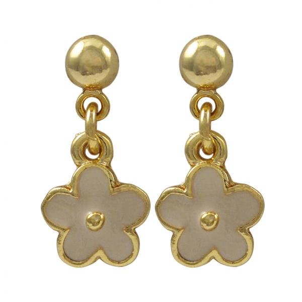 DLF Cream/Gold Flower Earrings W18