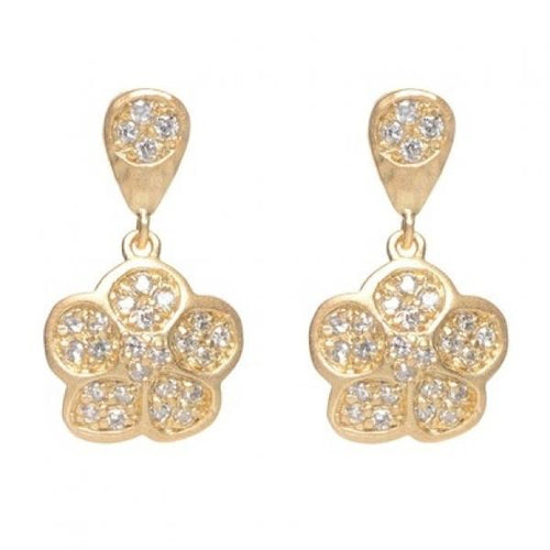 DLF Gold-White Tone Brass Post Earrings W17