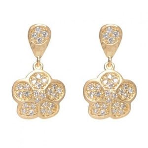 DLF Gold-White Tone Brass Post Earrings W17