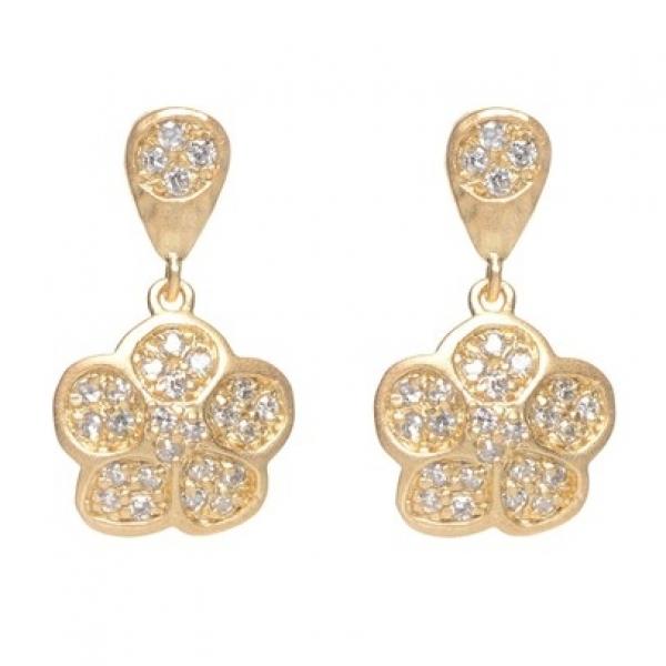DLF Gold-White Tone Brass Post Earrings W17