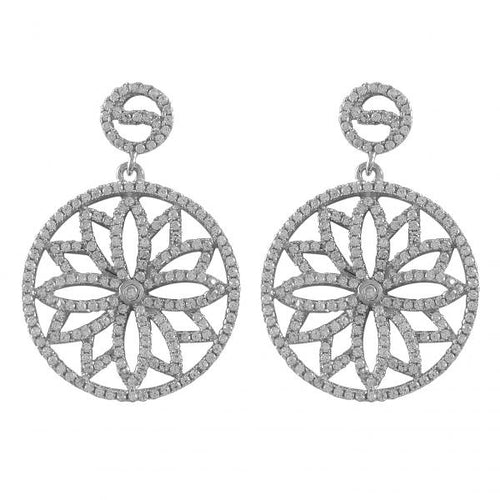 DLF Sterling Silver Post Earrings Flower Design Earrings W17